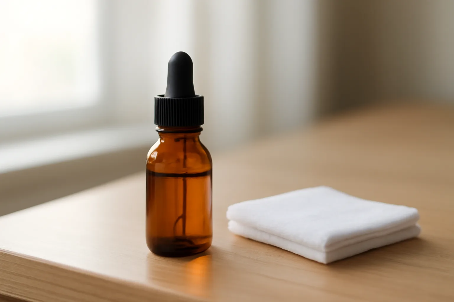 amber dropper bottle on a clinic counter representing intranasal oxytocin research