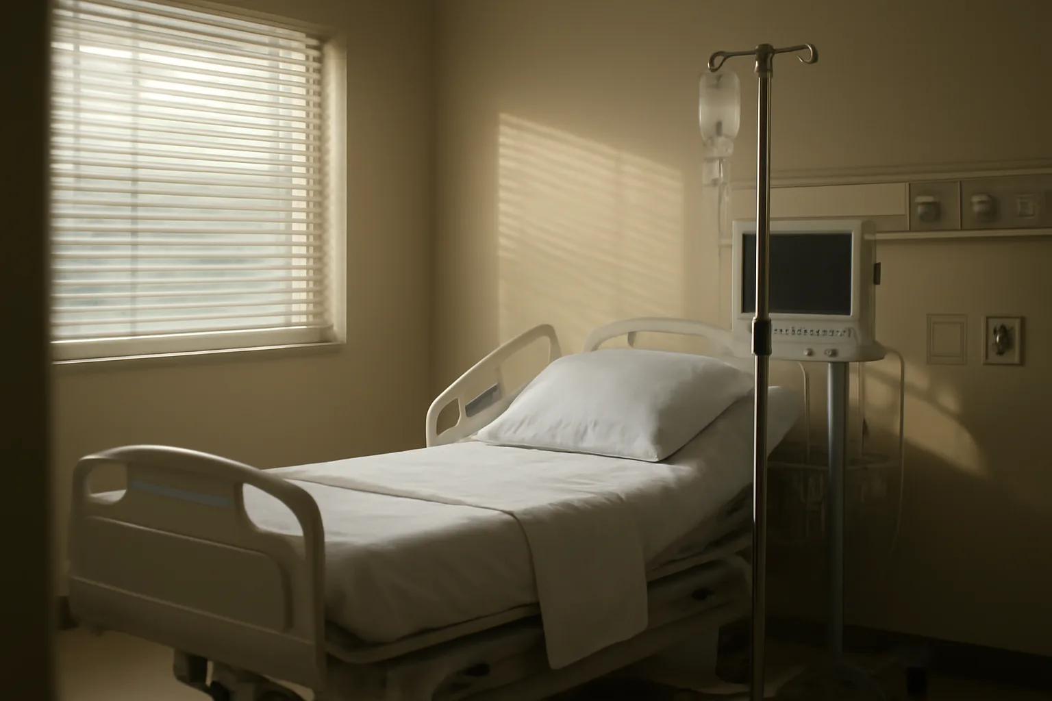 Empty hospital labor and delivery room showing where legal oxytocin is actually administered by IV